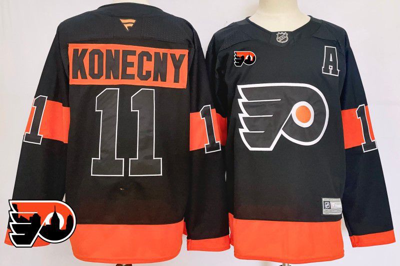 Men Philadelphia Flyers #11 Konecny Black Fanatics 2025 NHL Jersey style 4->philadelphia flyers->NHL Jersey